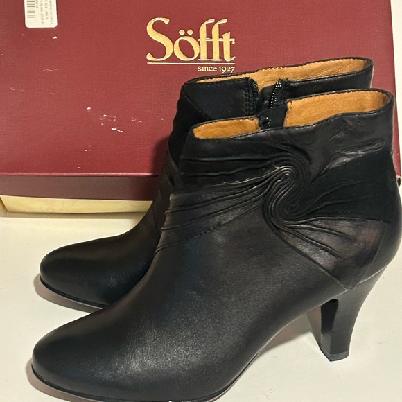 Black Leather Ankle Boots - Picture 3 of 5